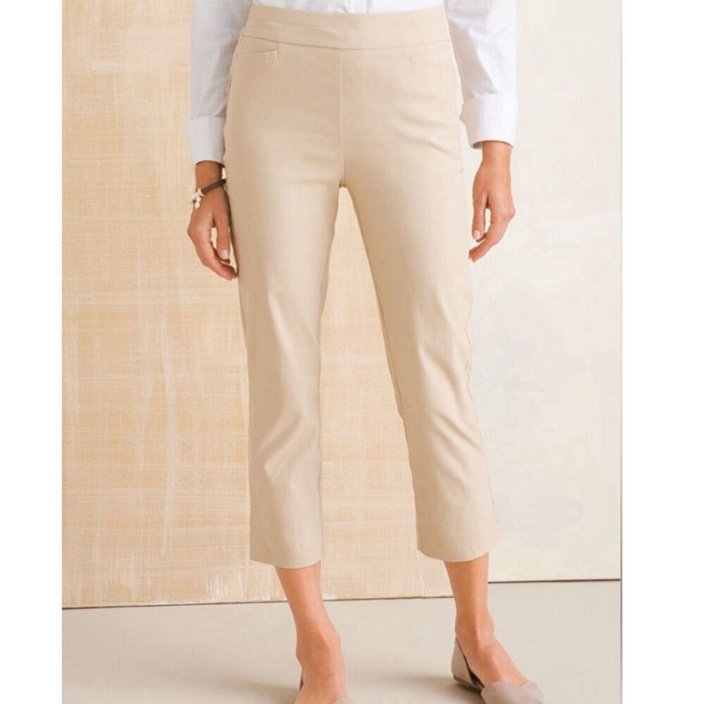 Chico’s size 4 Ponte knit tan capris